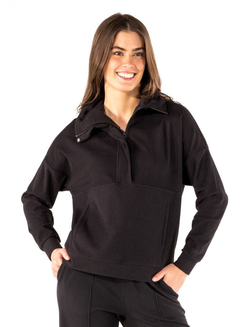 Black Rib Knit Pullover