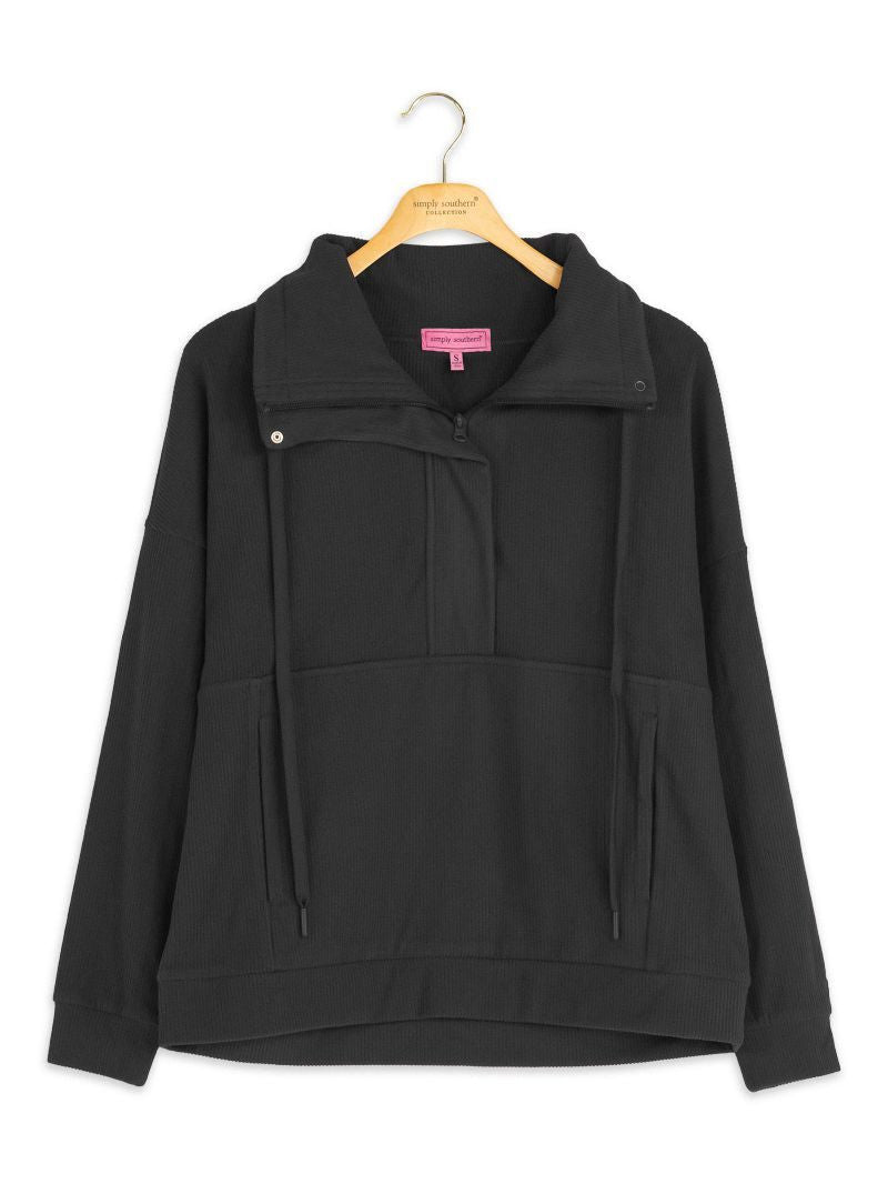 Black Rib Knit Pullover