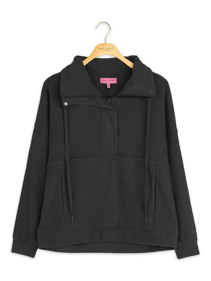 Black Rib Knit Pullover