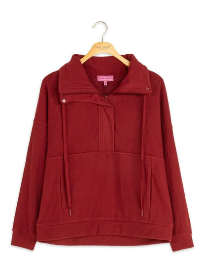 Dark Red Rib Knit Pullover