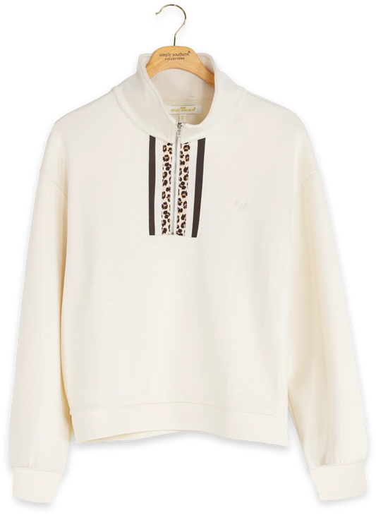 Ivory Leopard Soft Side Pullover