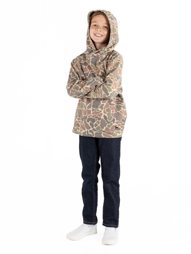 Boy's Dark Camo Waffle Thermal Hoodie