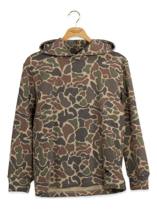 Boy's Dark Camo Waffle Thermal Hoodie