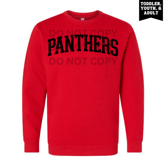 Red Distressed Arch Panthers Sweatshirt