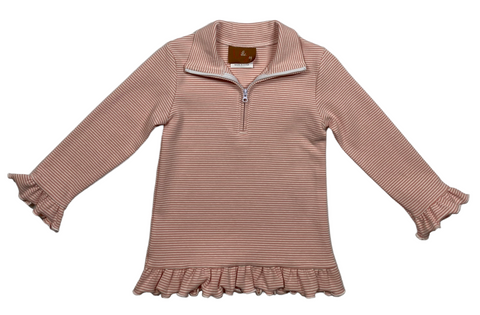 Peach Stripe Ellie 1/4 Zip Pullover