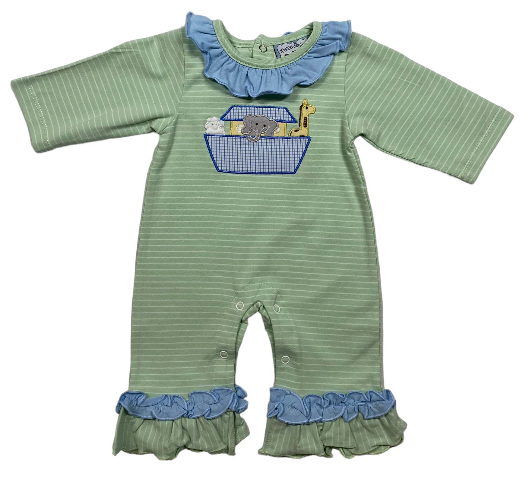 Noah's Ark Applique Girls Romper