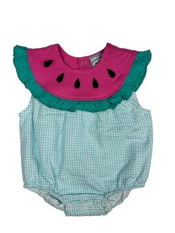 Watermelon Gingham Seersucker Bubble