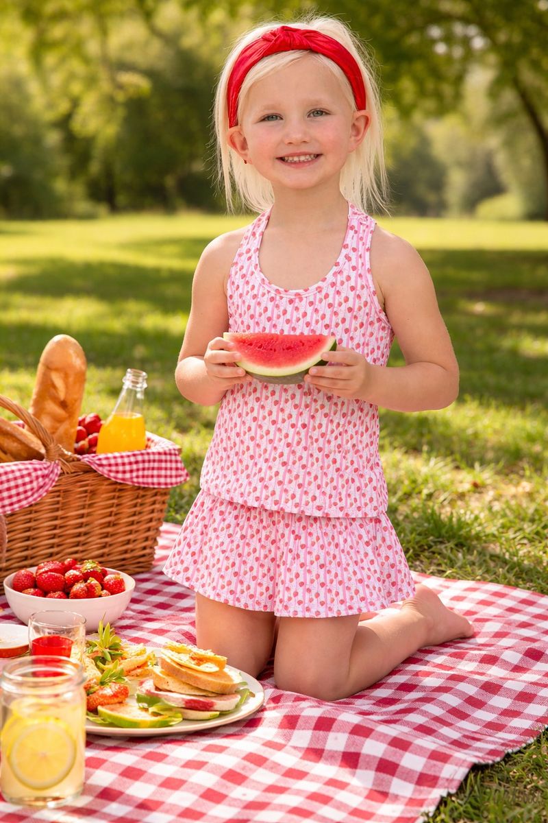 Youth Watercolor Strawberries Butterfly Shorts
