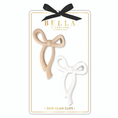 Flax & White Bow Claw Clip Set