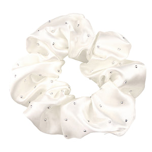 Ivory Satin Rhinestone Scrunchie