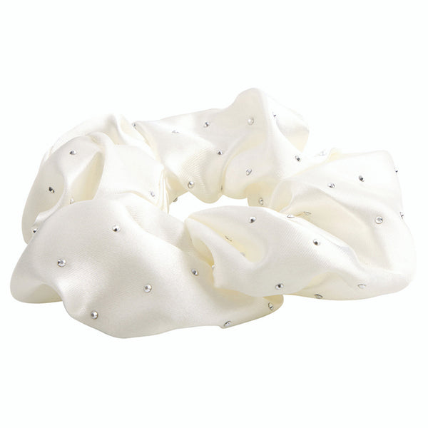 Ivory Satin Rhinestone Scrunchie