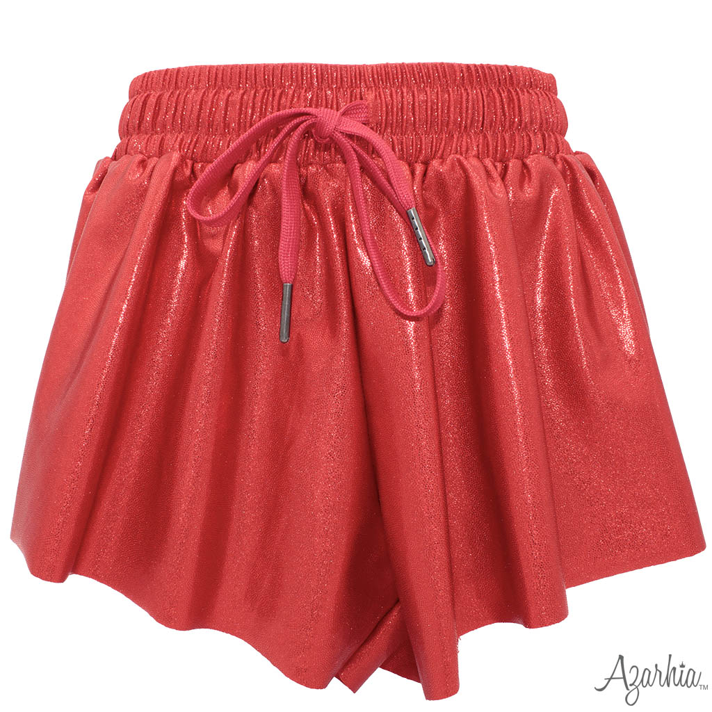 Youth Shimmer Red Butterfly Shorts