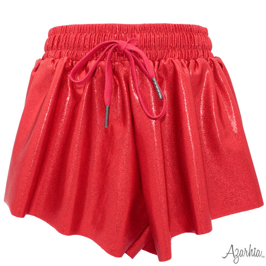 Youth Shimmer Red Butterfly Shorts