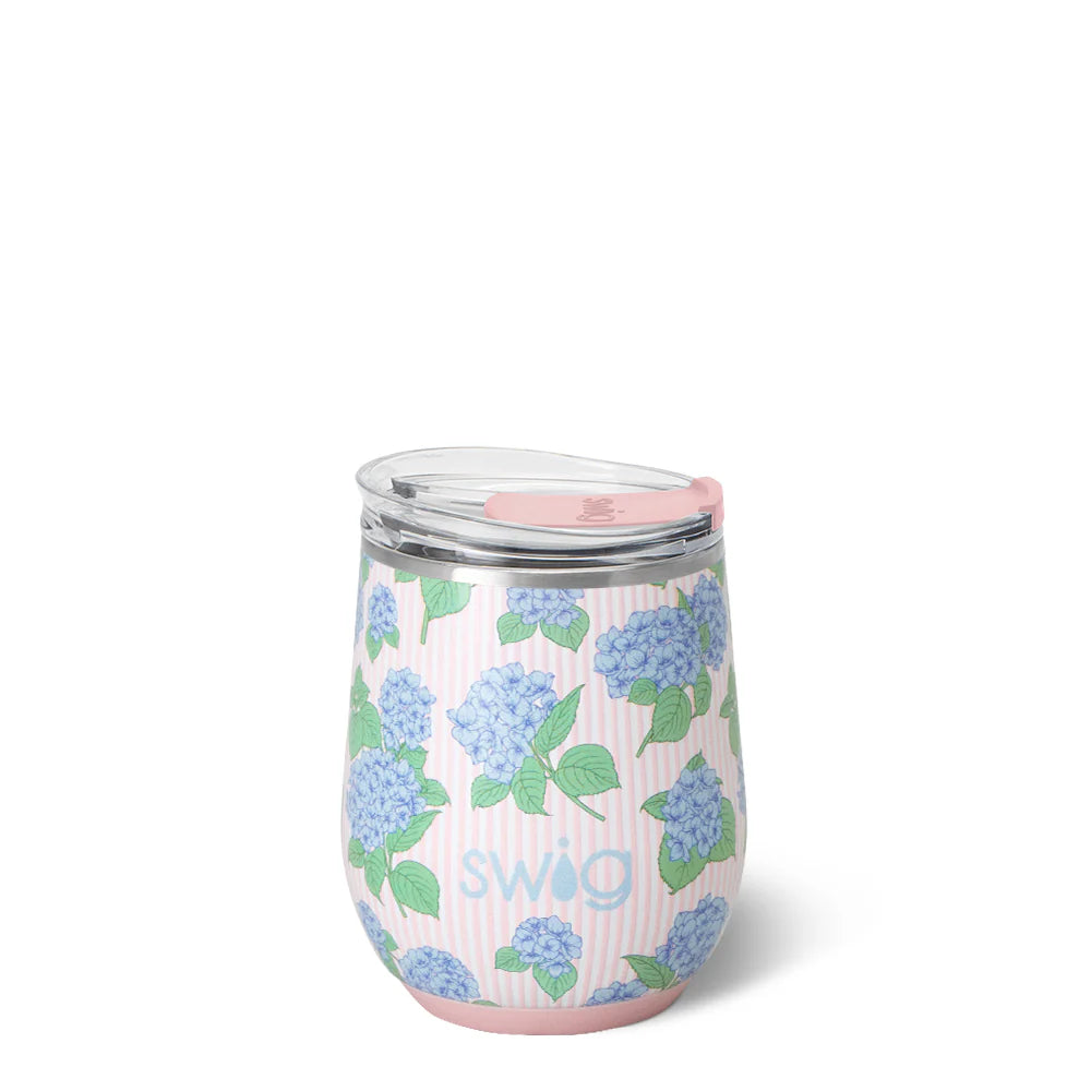 Swig Hydrangeas 12 oz. Stemless Wine Cup