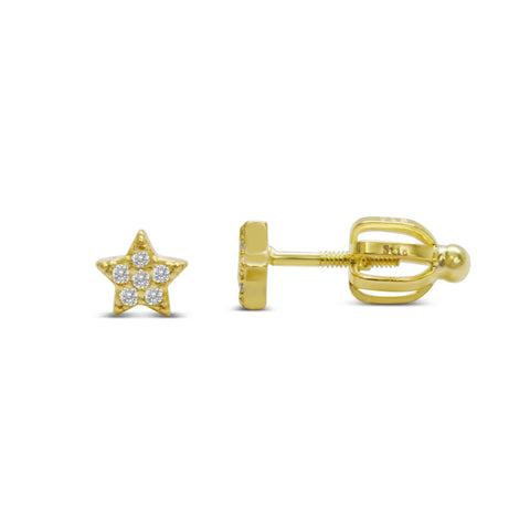 Stia Girl Gold Pavé Star Stud Earrings