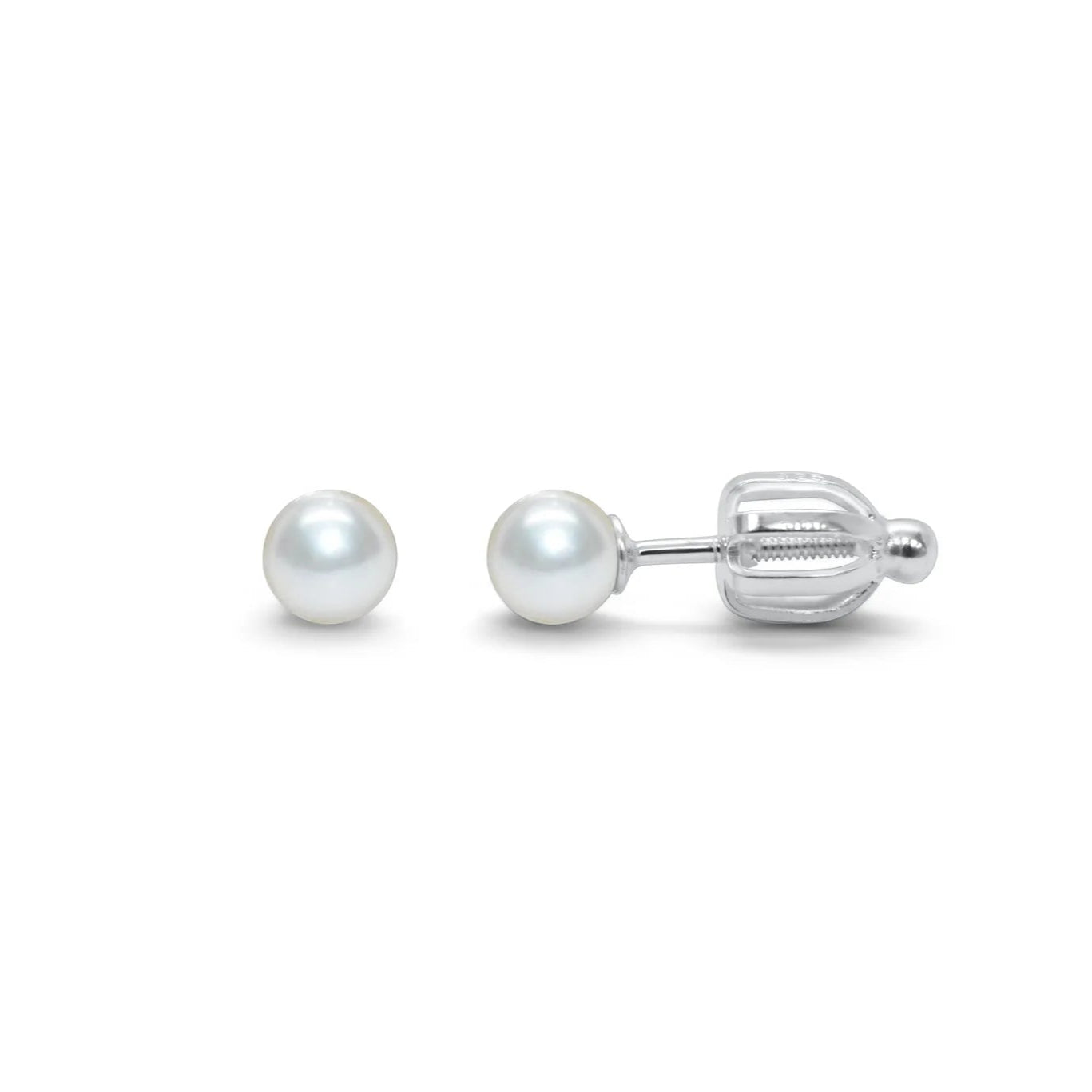 Stia Girl Silver Pearl Stud Earrings