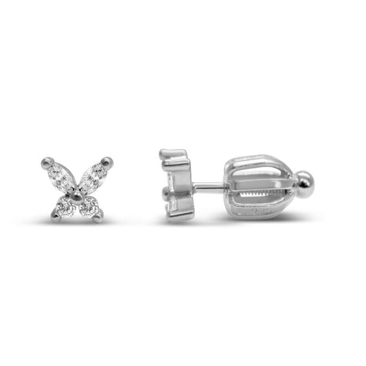 Stia Girl Silver Born to Fly Butterfly Earrings