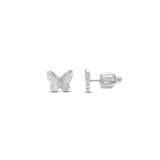 Stia Girl Silver Fluted Butterfly Earrings