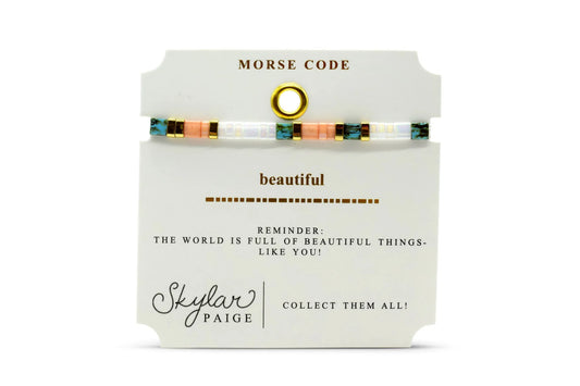 Beautiful - Morse Code Tila Beaded Bracelet