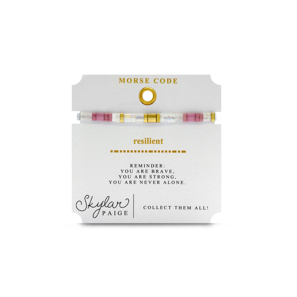 Resilient - Morse Code Tila Beaded Bracelet