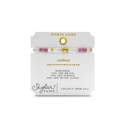 Resilient - Morse Code Tila Beaded Bracelet