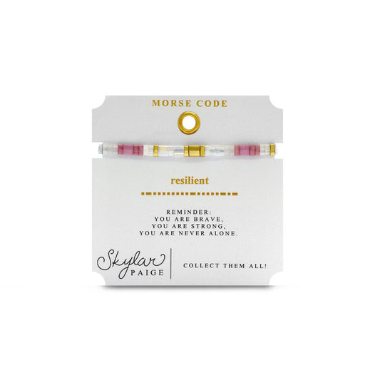 Resilient - Morse Code Tila Beaded Bracelet