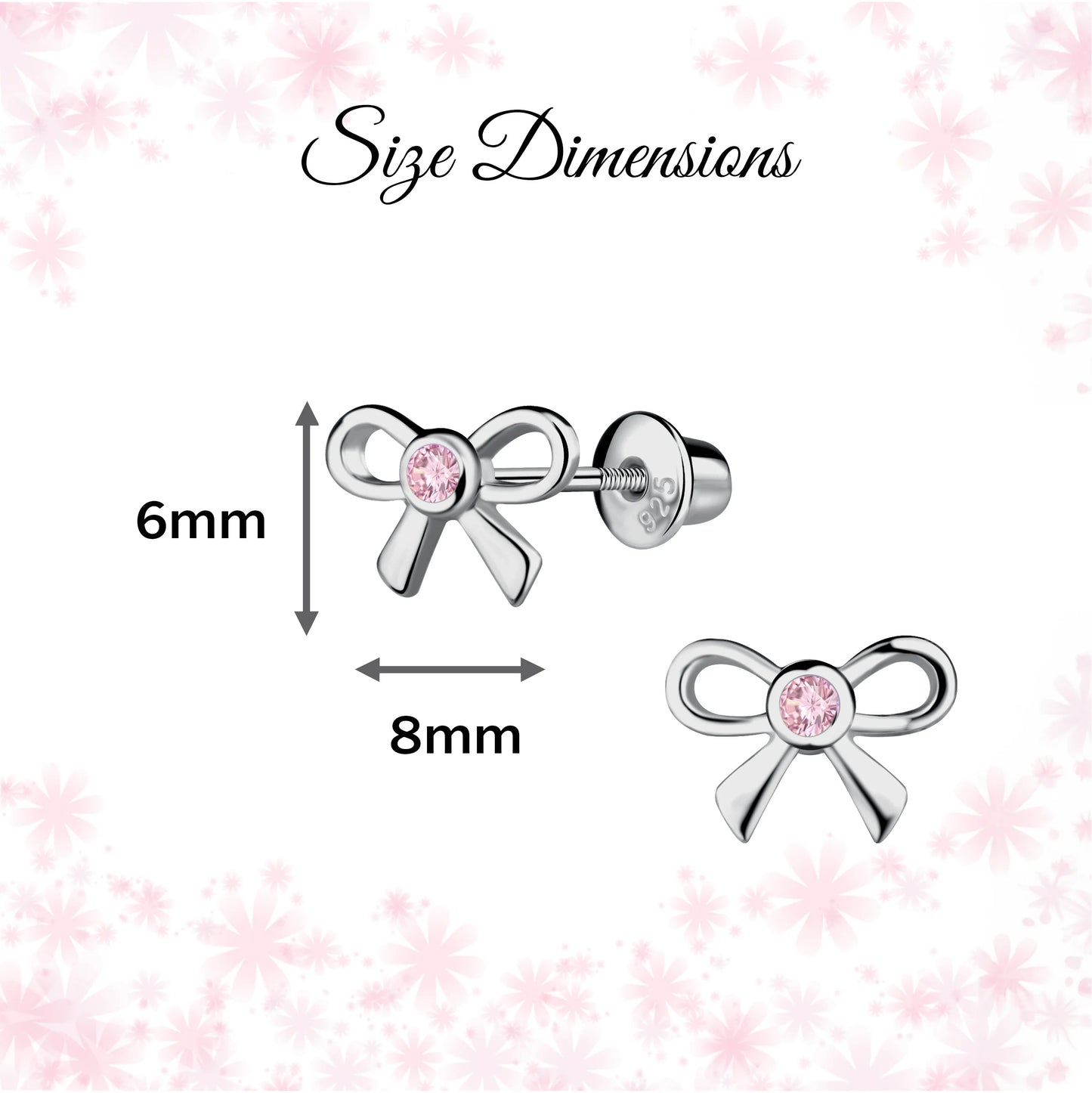 Sterling Silver Bow Earrings with Pink CZs