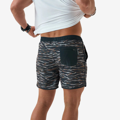 Wetland Tiger Stripe Camo Swim Trunk