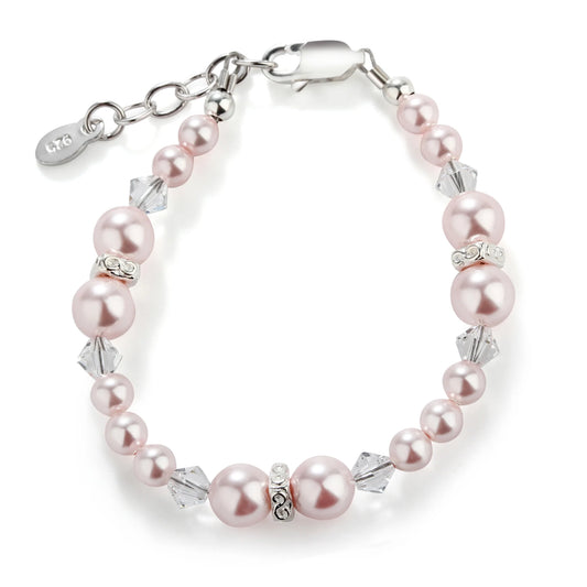 Sadie - Sterling Silver Pink Simulated Pearl Bracelet