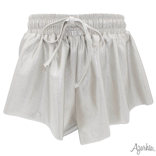 Youth Shimmer Silver Butterfly Shorts