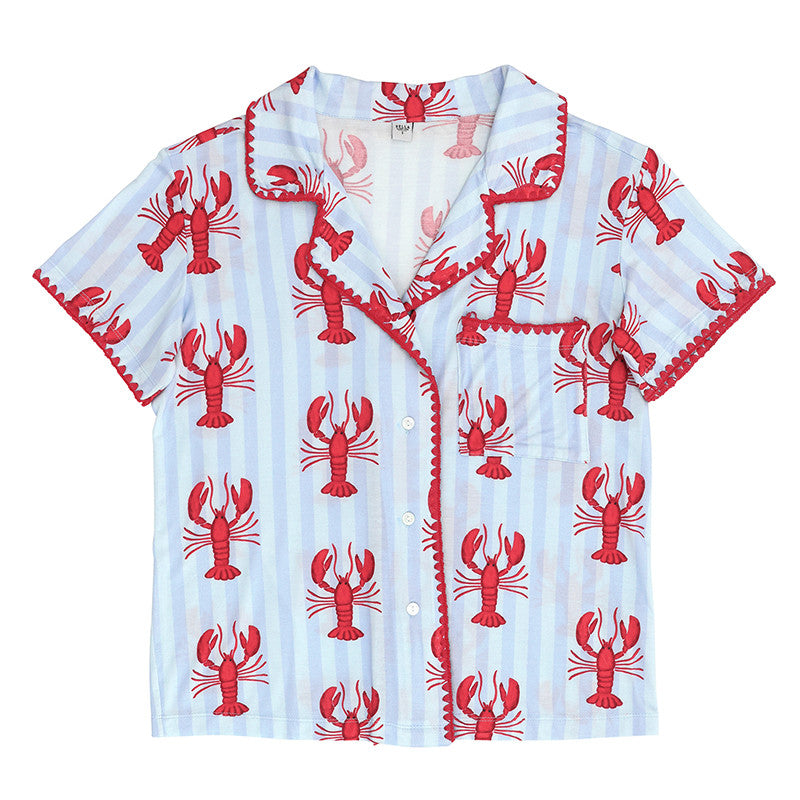 Blue Stripes + Lobsters Bamboo PJ Set