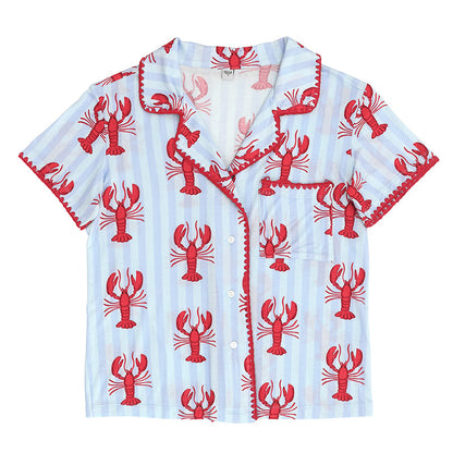 Blue Stripes + Lobsters Bamboo PJ Set
