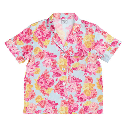 Blue + Rose Floral Velvet Tie PJ Set