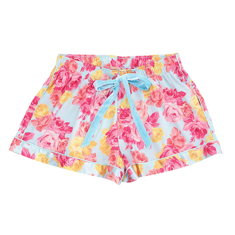 Blue + Rose Floral Velvet Tie PJ Set