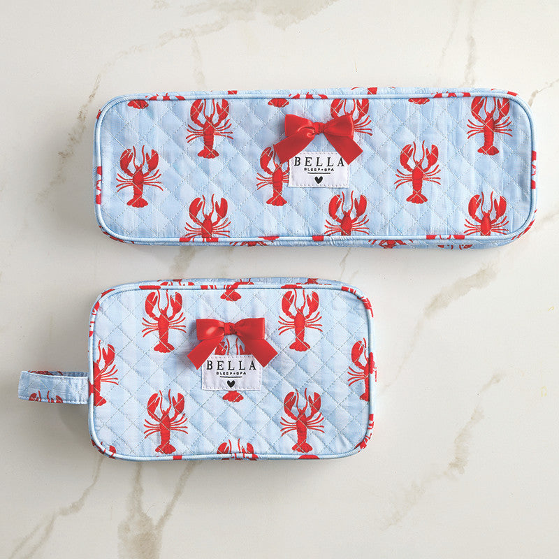 Blue Stripes + Lobsters Quilted Hair Tool Bag