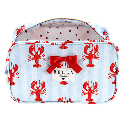 Blue Stripes + Lobsters Quilted Cosmetic Bag