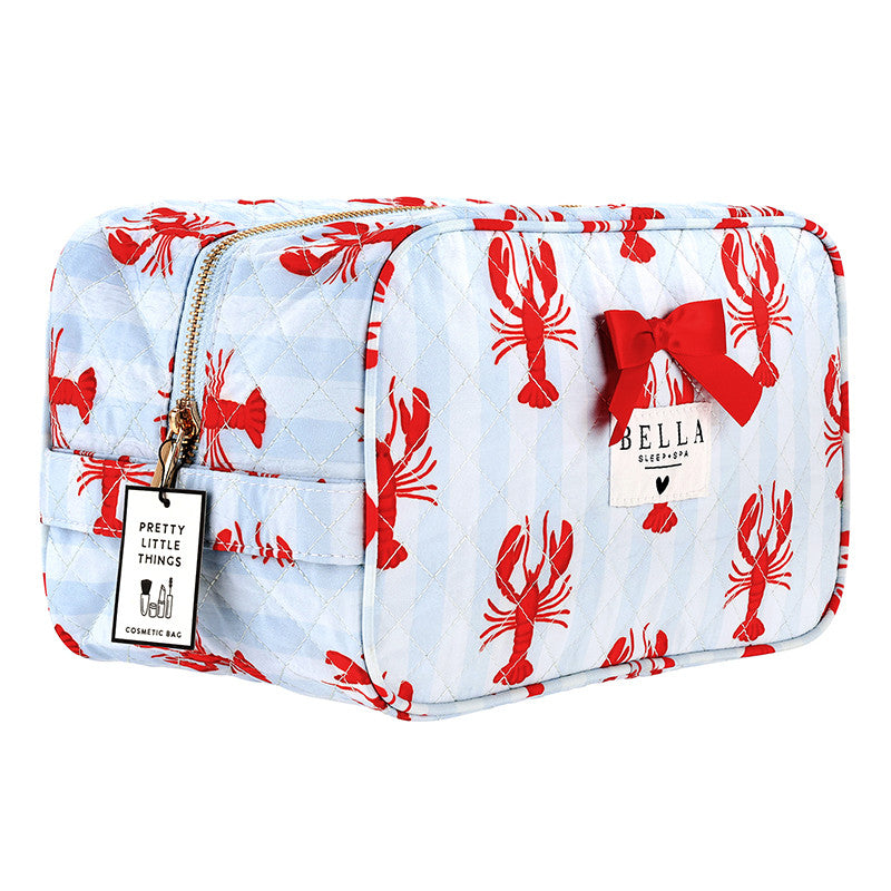 Blue Stripes + Lobsters Quilted Cosmetic Bag