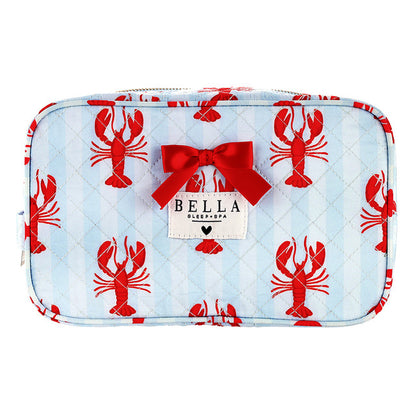 Blue Stripes + Lobsters Quilted Cosmetic Bag
