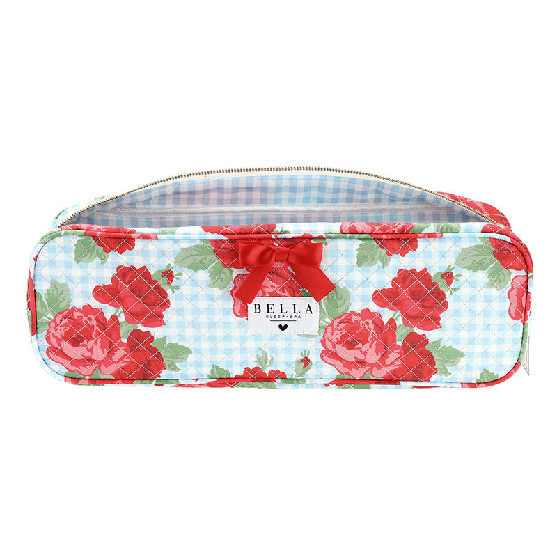 Blue Gingham + Red Roses Quilted Hair Tool Bag
