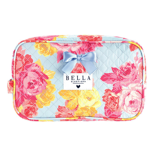 Blue + Rose Floral Quilted Cosmetic Bag