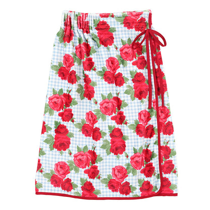 Blue Gingham + Red Roses Spa Wrap
