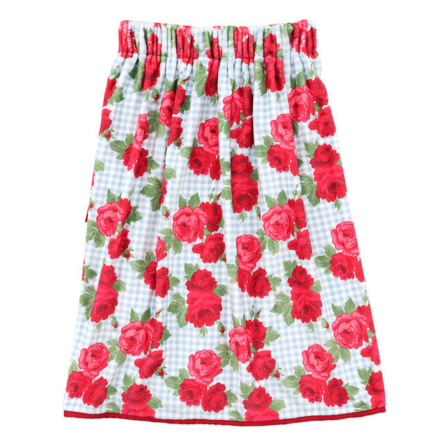 Blue Gingham + Red Roses Spa Wrap