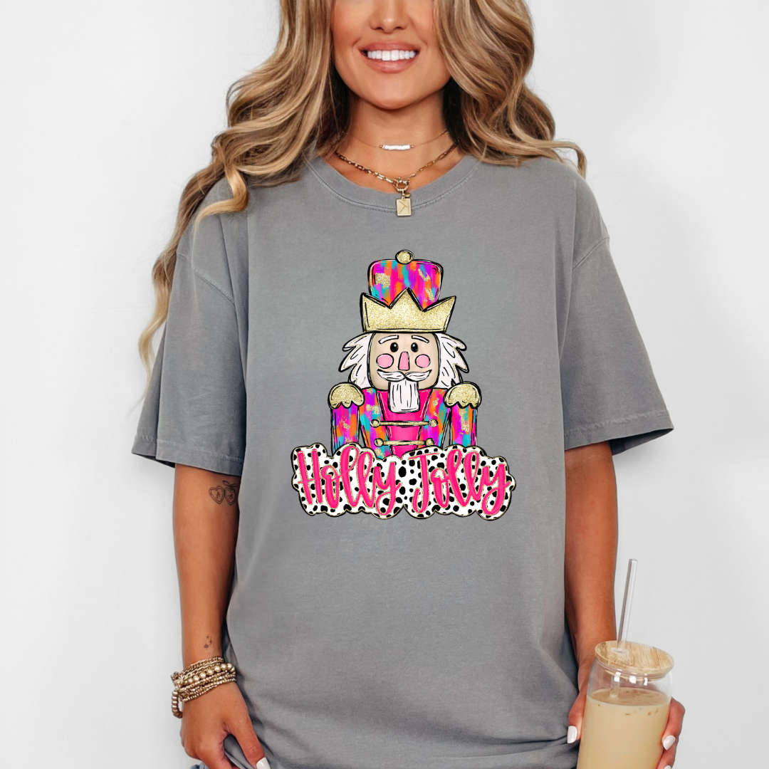 Grey Preppy Holly Jolly Nutcracker Tee