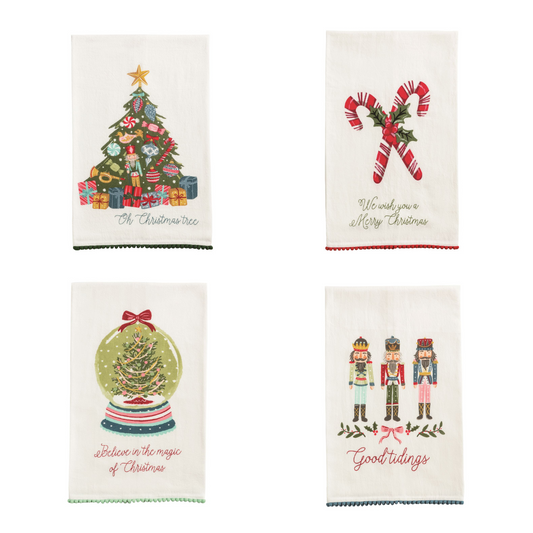 Mud Pie Christmas Pom Trim Towels
