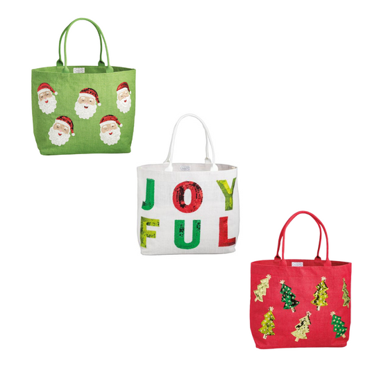 Mud Pie Holiday Classic Sparkle Totes