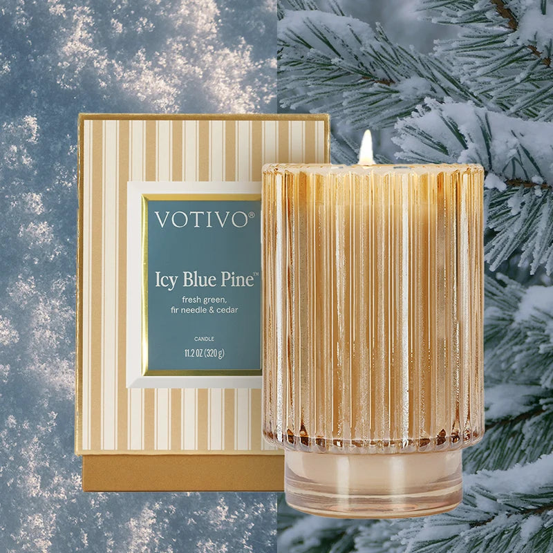 Icy Blue Pine Holiday Candle