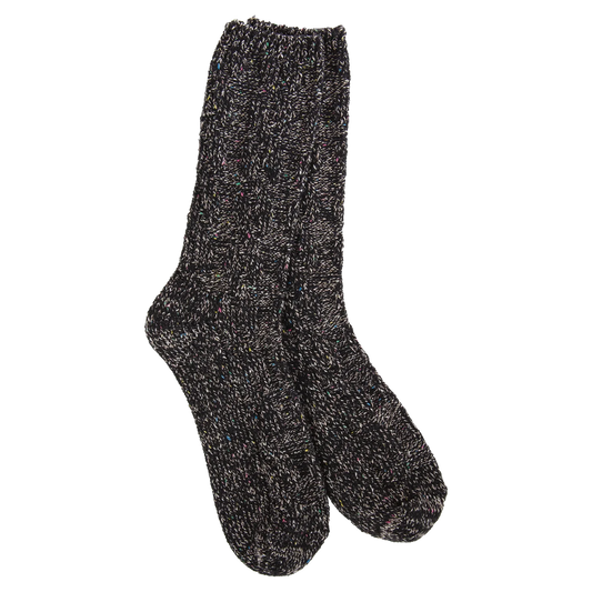 Weekend Ragg Cable Crew - Black Confetti