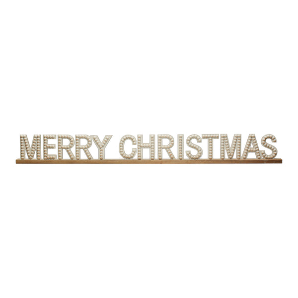 Merry Christmas Wood Hobnail Sign