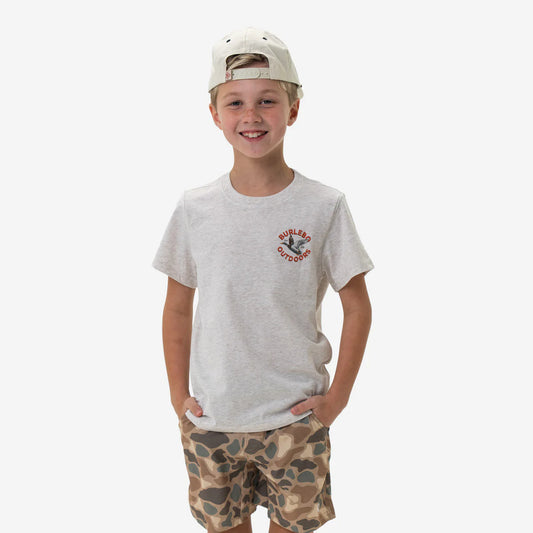 Youth Heather Oatmeal Old School Duck Short Sleeve Tee