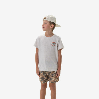 Youth Heather Oatmeal Old School Duck Short Sleeve Tee